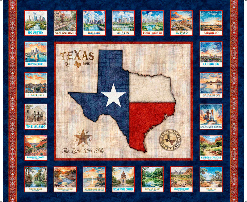 All Texas Shop Hop 2025 - Texas Map Panel | 30884 -X