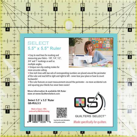 Quilters Select | 5.5" x 5.5" Non-Slip Deluxe Ruler