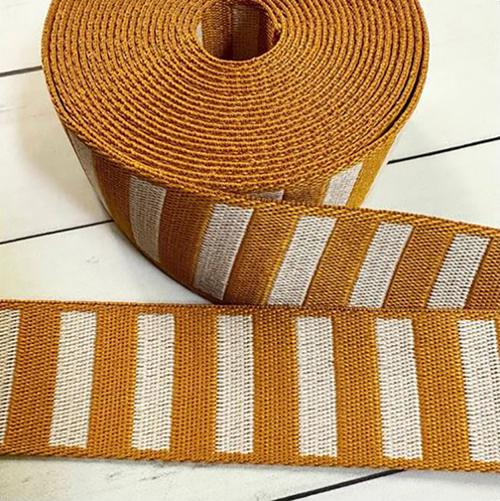 Stitch Supply Bold Stripe Webbing | Cactus & Off White - 1.5" BTY