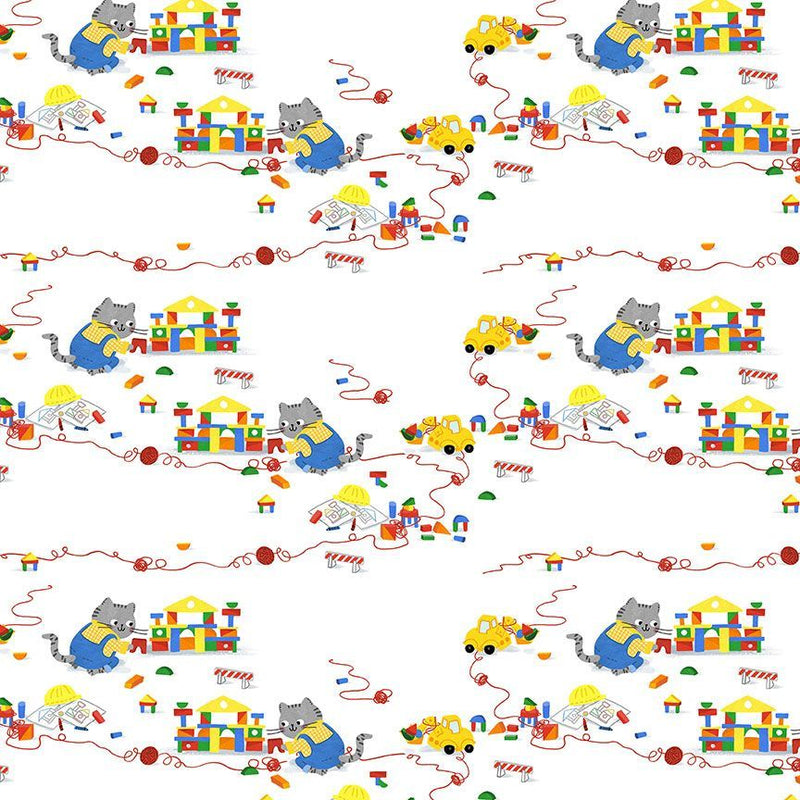 Cats at Work - Kitty Blocks White | STELLA-DLW3198