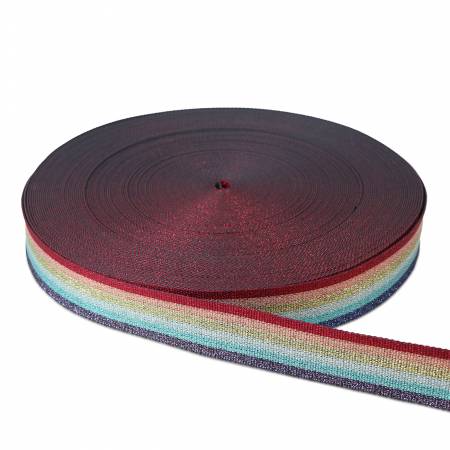 Sallie Tomato Polyester Webbing | Metallic Rainbow - 1.5"