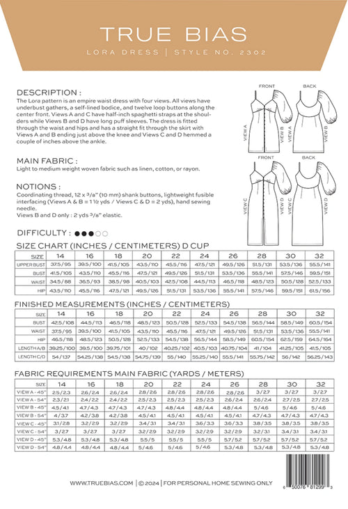Lora Dress sizes 14-22 | True Bias