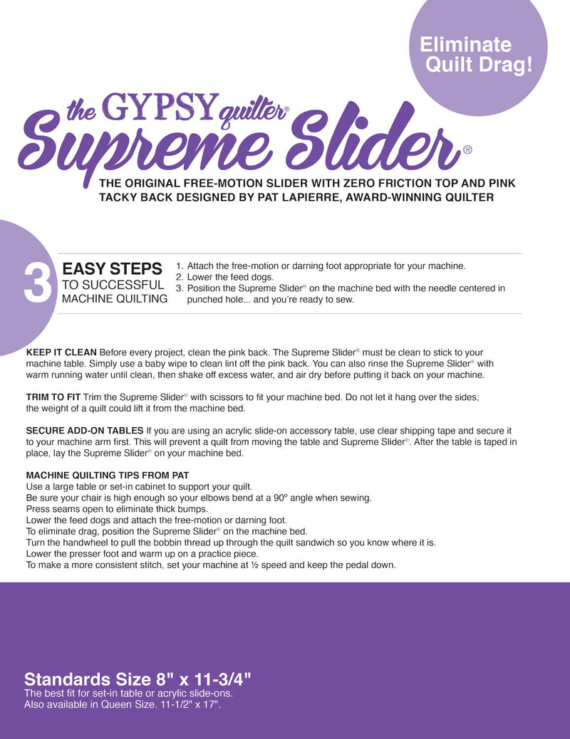 The Gypsy Quilter  Supreme Slider 8 x 11.75 – Austin Sewing