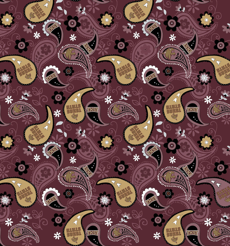 College Cotton - Texas State Paisley | TXS-1200