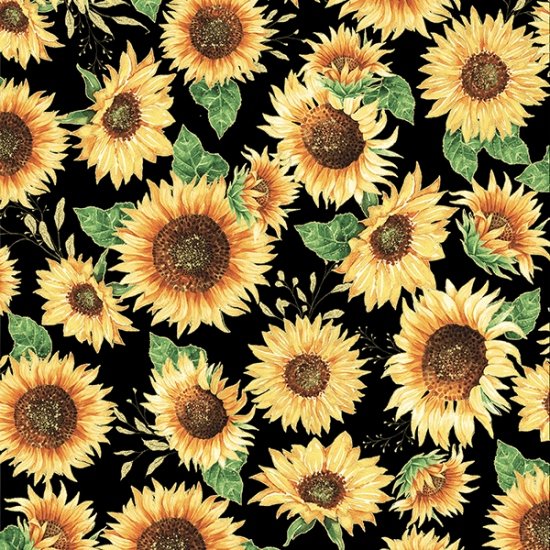 Fall Blooms - Black/Gold Sunflowers | V5184-4G