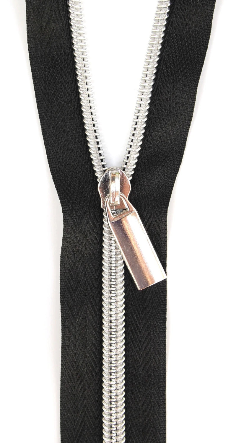 Sallie Tomato - 3 Yard Zippers | Black with Nickel Coil