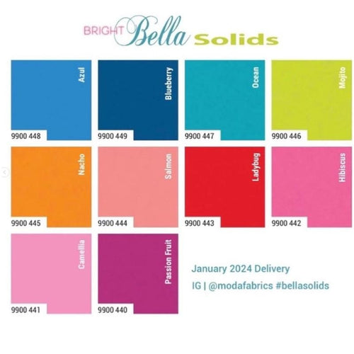 Moda Bella Solids - Mini Charm Pack Assorted Bright | 9900MCB