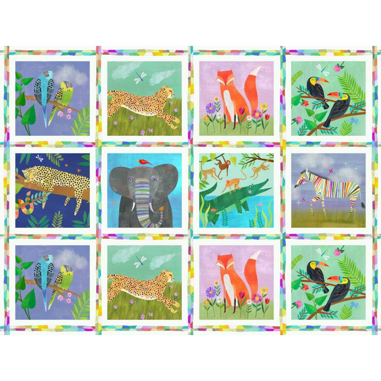 Jungle Menagerie - Jungle Patchwork Panel | DDC12025-MULTI-D