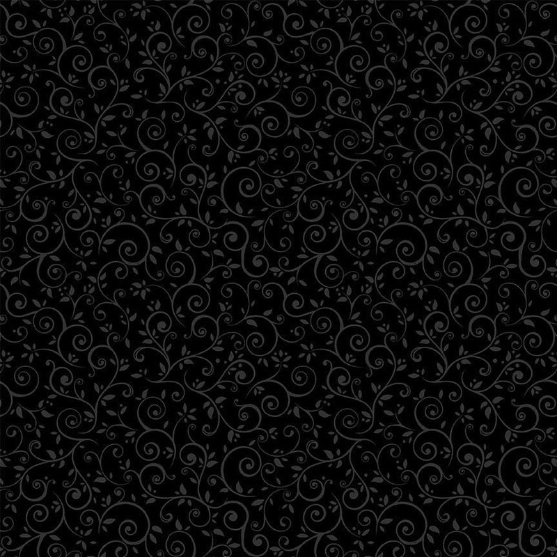 Leafy Scroll Vine - Black | HUE-C2355-BLACK