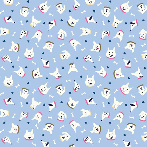 Playful Dogs - Sunrise Dog Faces Blue | 228574