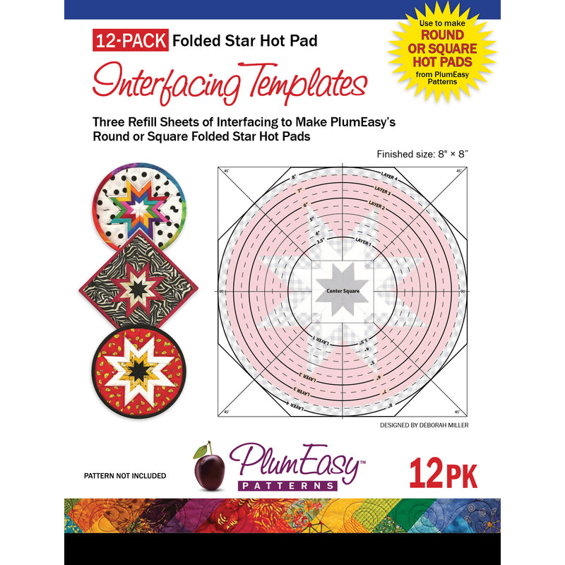 Plum Easy Patterns | Morning Star Hot Pad Interfacing Templates Refill - 12 pack