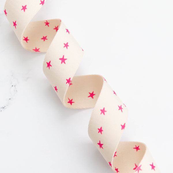 Stitch Supply Starry Webbing | Natural/Pink - 1.5"