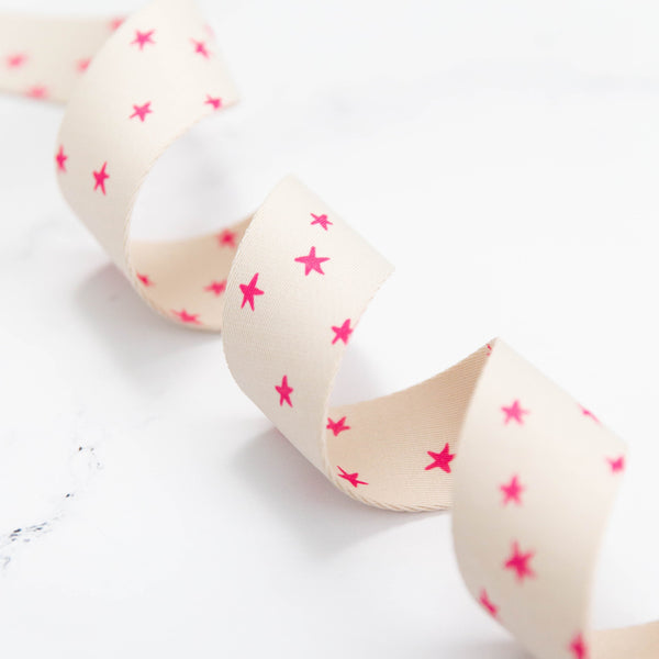 Stitch Supply Starry Webbing | Natural/Pink - 1.5"