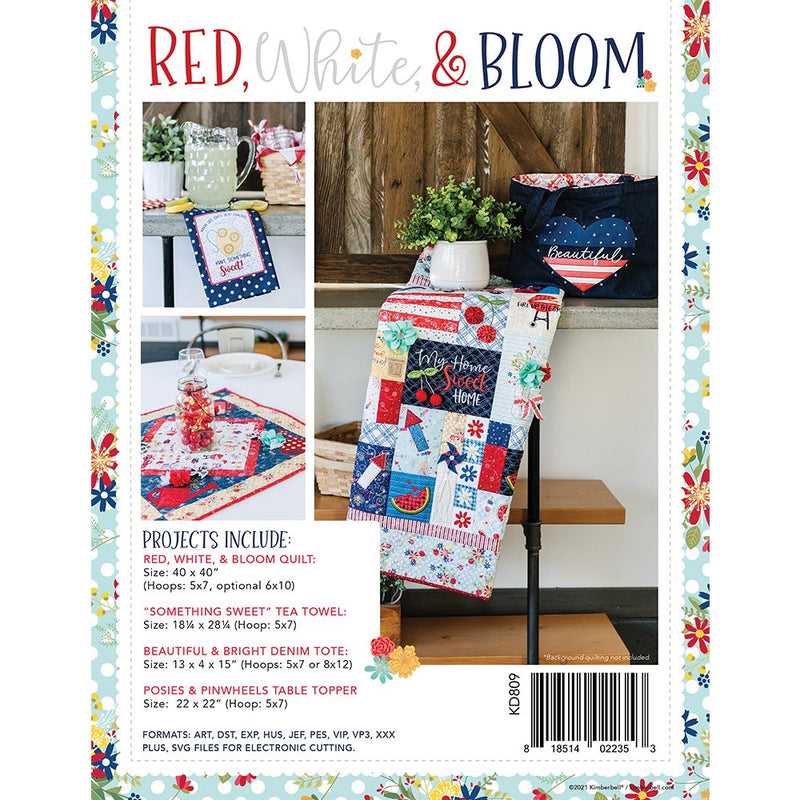 Kimberbell Designs | Red White & Bloom - Machine Embroidery Project Book