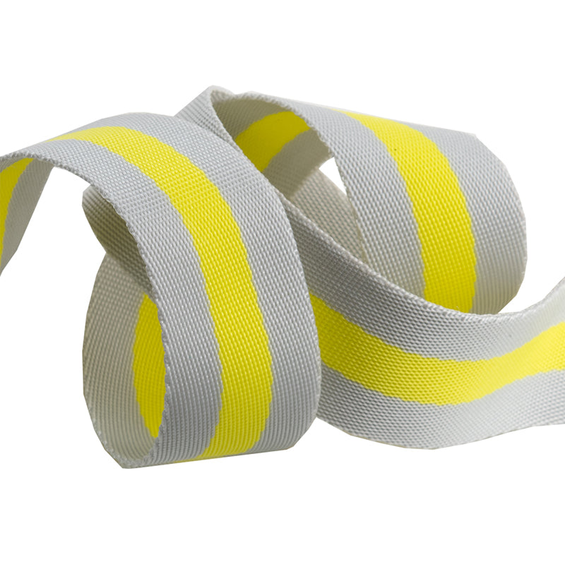 Tula Pink Nylon Webbing - 1.5" | Grey + Neon Yellow