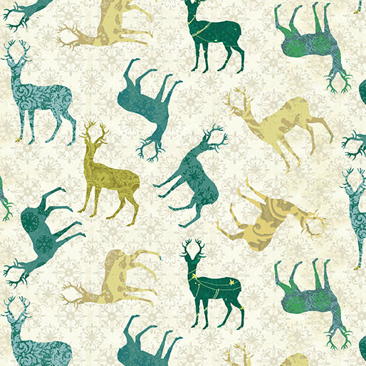 Christmas Magic - Patterned Deer Ivory/Teal | 13123-71