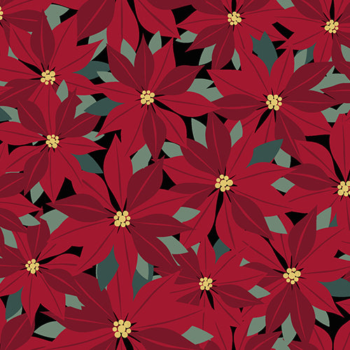 Mistletoe and Metallic - Packed Poinsettias Red | 19547-RED