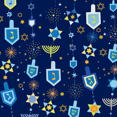 Hanukkah Greetings - Hanukkah Motifs Navy | 1649-28358-N