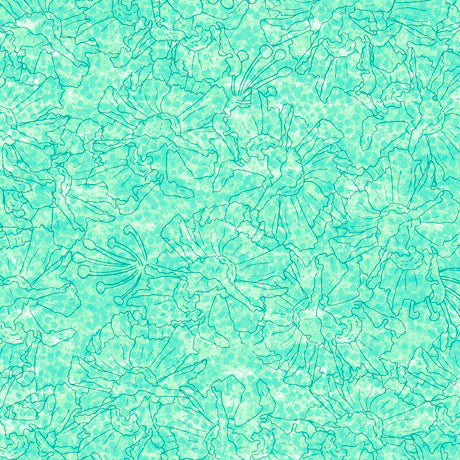 Matilija Poppy - Linear Floral Blender Aqua | 1649-28703-H