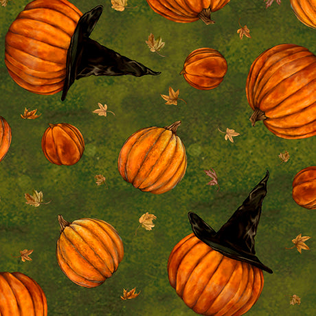 All Hallow's Eve - Tossed Pumpkins Green | 1649-28802-G