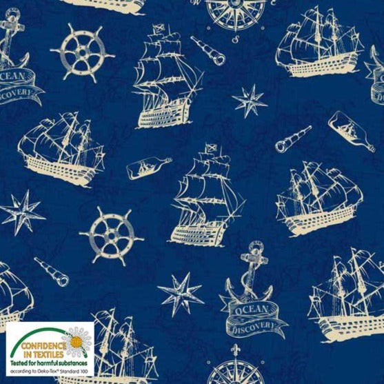 My Seven Seas - Boats, Rudder, Stars, & Anchors Blue | 4501-592
