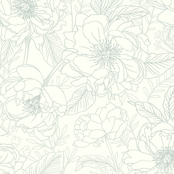 Moonlit Garden - Sketchy Blooms Silvery | A-514-LC