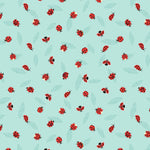 Spring Flowers - Ladybirds on Light Aqua | A716.2