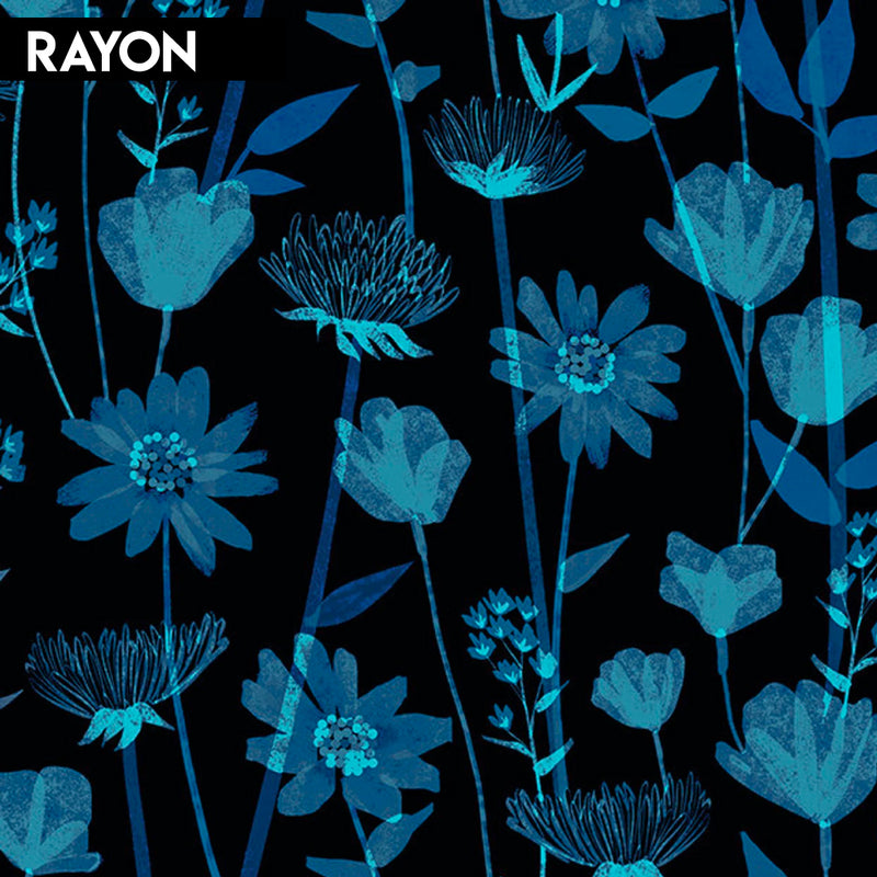 Stay Gold - Blue Floral Rayon | RS0026-13R