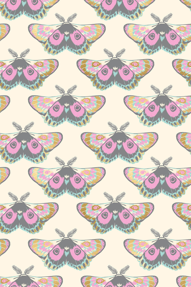 Firefly - Moths on Buttercream Metallic | RS2067-11M