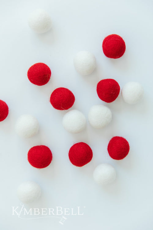 Kimberbell Designs |  Wool Felt Balls - Red & White