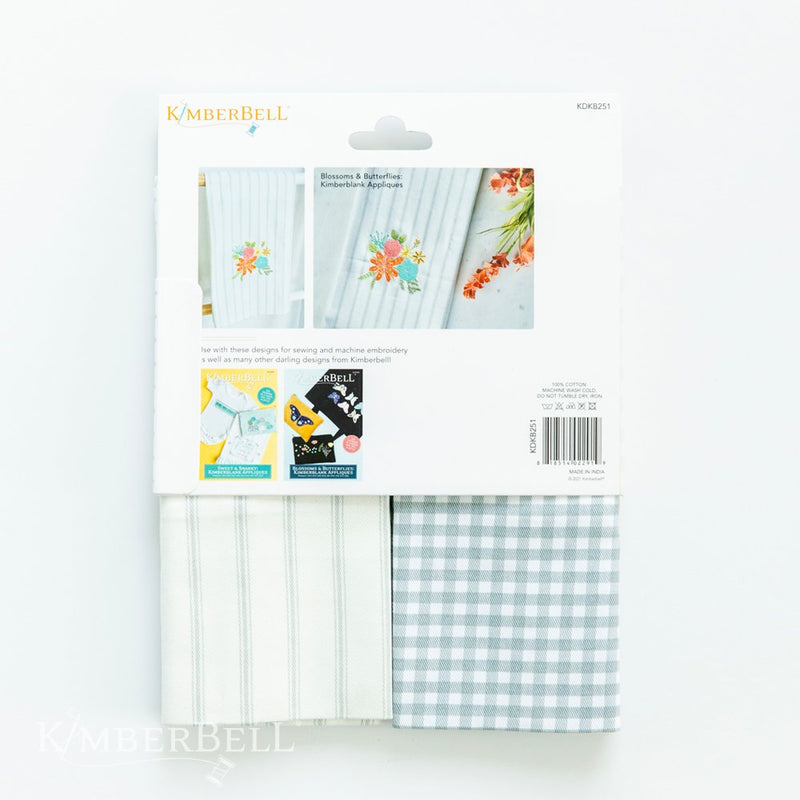 Kimberbell Designs | Gingham & Pinstripes Tea Towel - Charcoal/Cream, Set of 2