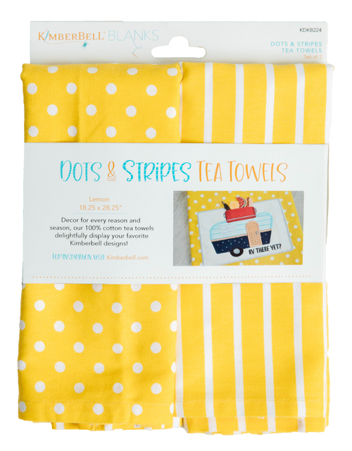 Kimberbell Designs | Dots & Stripes Tea Towel - Lemon set of 2