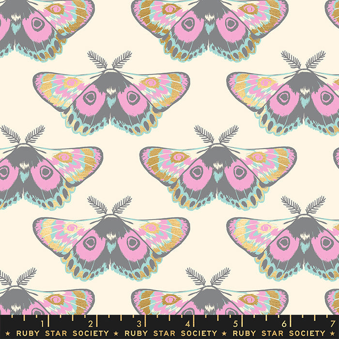 Firefly - Moths on Buttercream Metallic | RS2067-11M