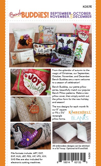 Kimberbell Designs | Bench Buddies Sept.-Dec. - Machine Embroidery