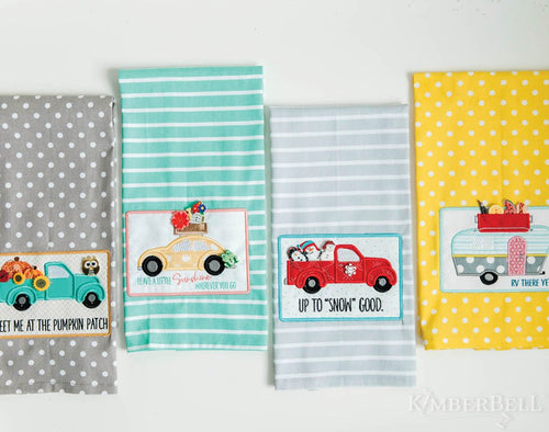 Kimberbell Designs | Dots & Stripes Tea Towel - Steel Grey, Set of 2