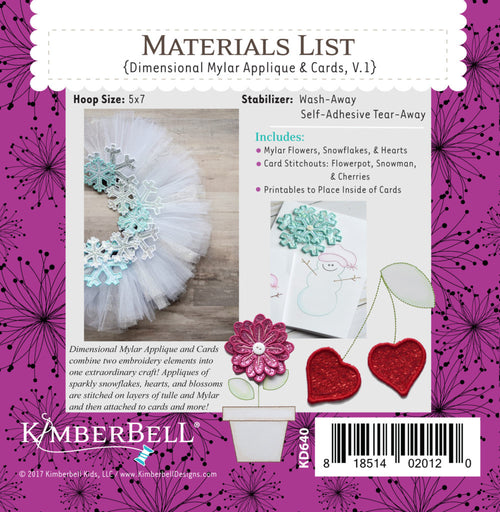 Kimberbell Designs | Dimensional Mylar Applique & Cards Volume 1 - Machine Embroidery