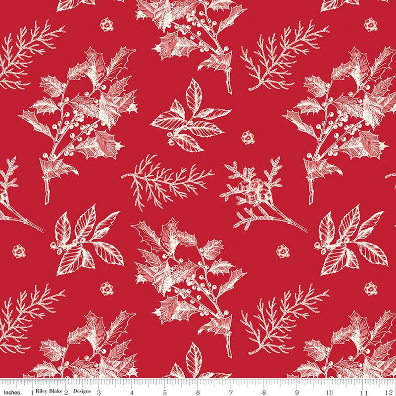 Old Fashioned Christmas - Holly Sprigs Red | C12132-RED