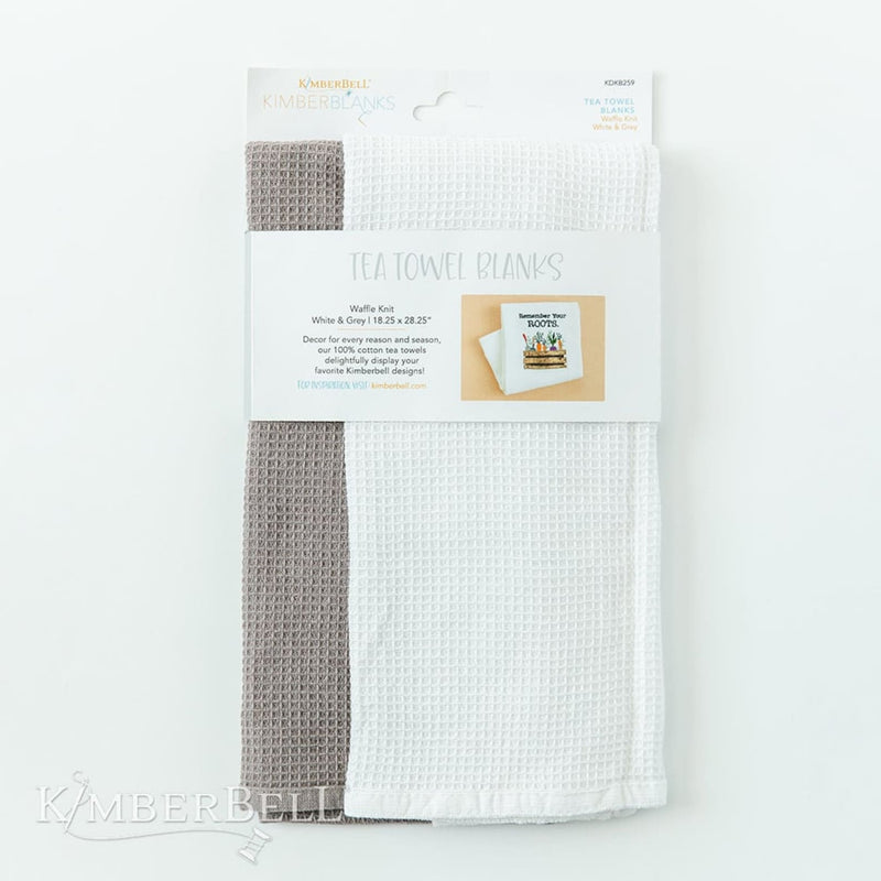 Kimberbell Designs | Waffle Weave Tea Towel Blanks White & Grey