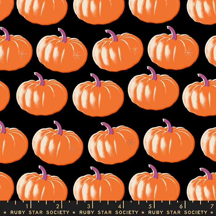 Spooky Darlings - Pumpkins Black Metallic | RS5075-14M