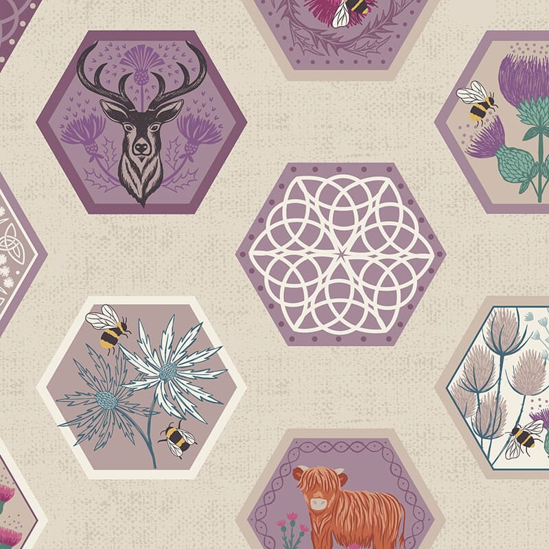 Celtic Dreams - Celtic Hexagons on Dark Cream | A604.1