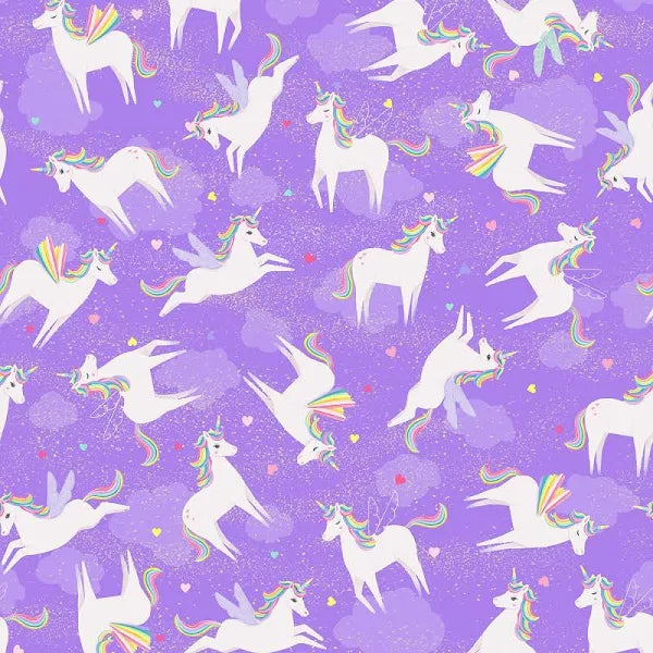 Unicorn Love - Tossed Unicorns Purple | Y3601-27