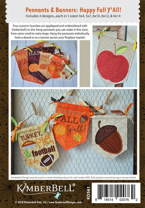 Kimberbell Designs | Pennants & Banners: Happy Fall Y’All - Machine Embroidery