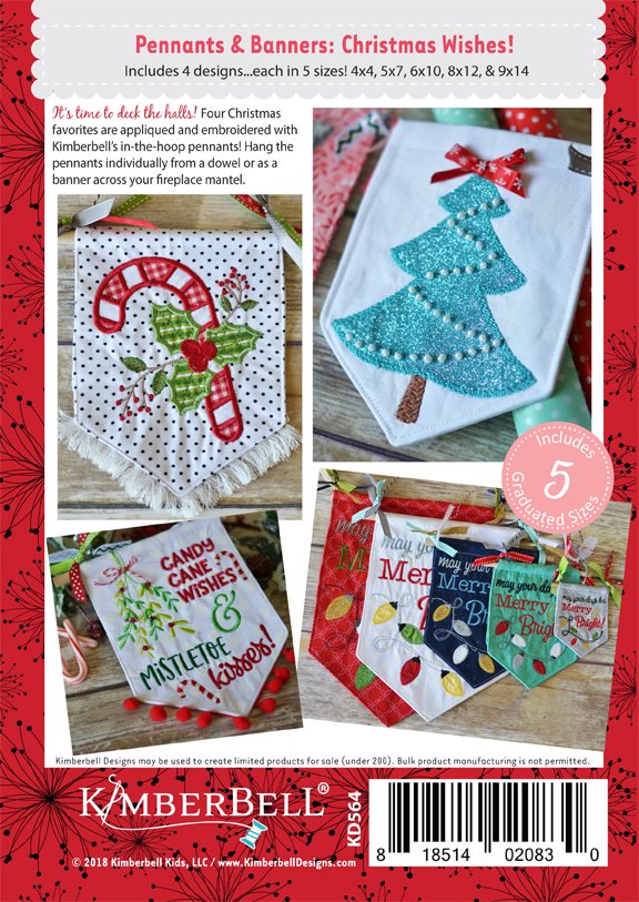 Kimberbell Designs | Pennants & Banners: Christmas Wishes - Machine Embroidery